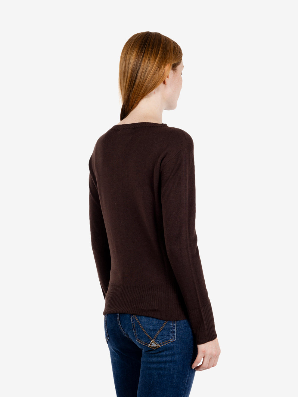 Dark brown crew-neck jumper
