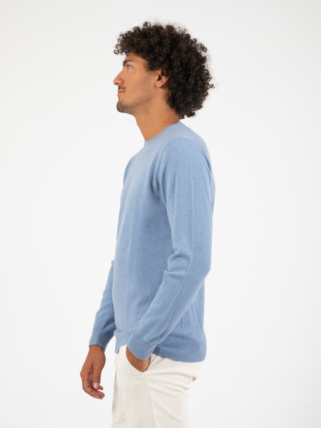 Maglioncino rasato girocollo denim