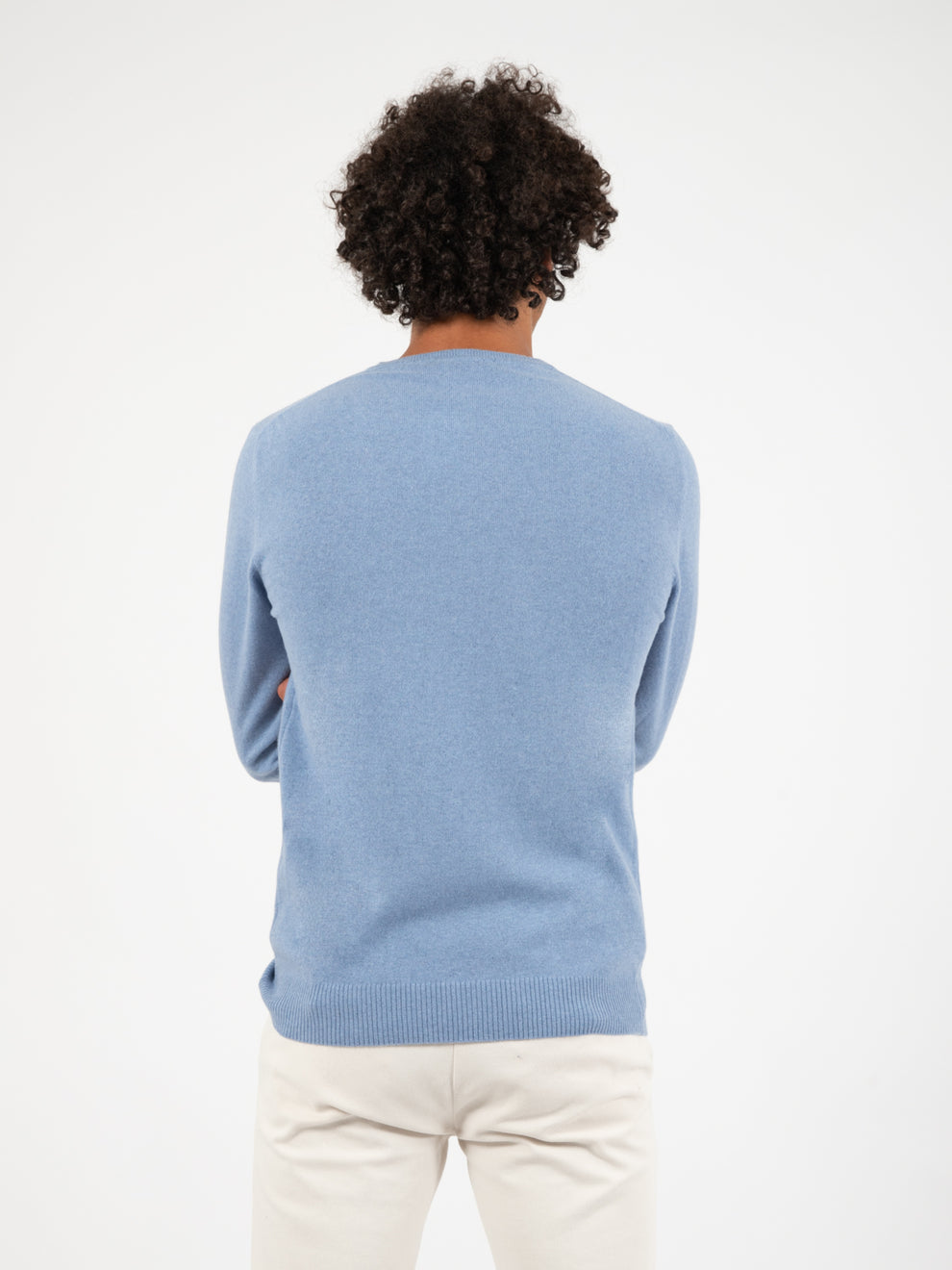 Maglioncino rasato girocollo denim