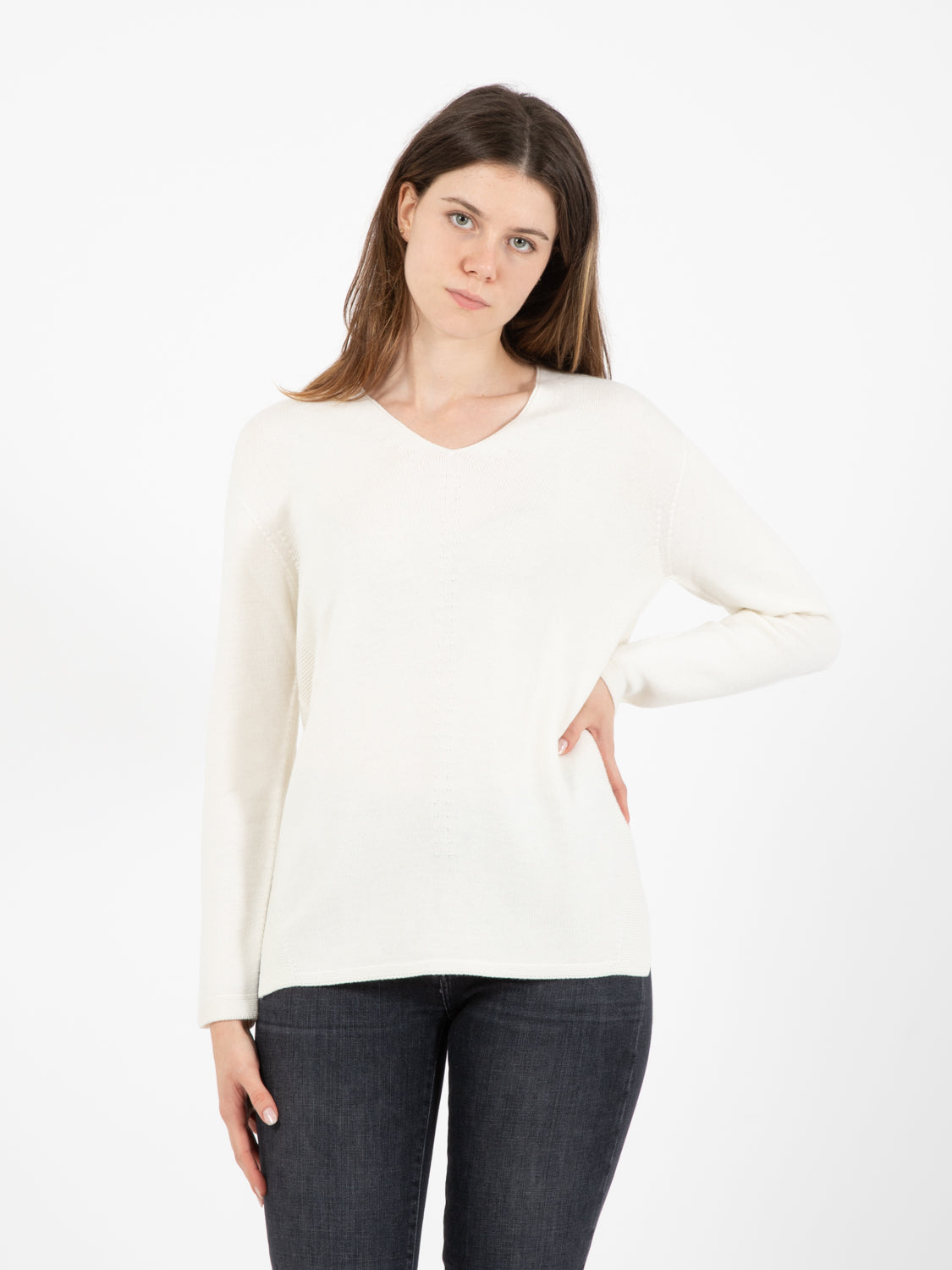 Ecru V-neck sweater