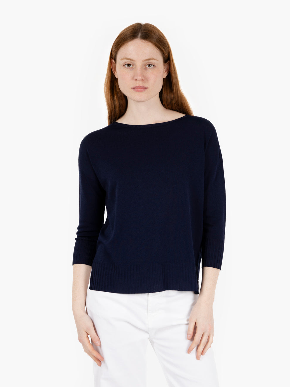 Maglione a 3/4 in viscosa blu navy