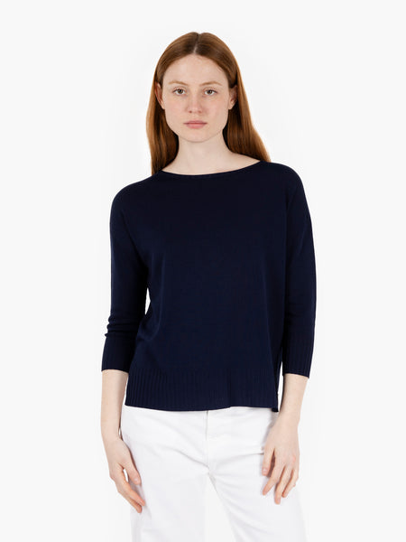 Maglione a 3/4 in viscosa blu navy