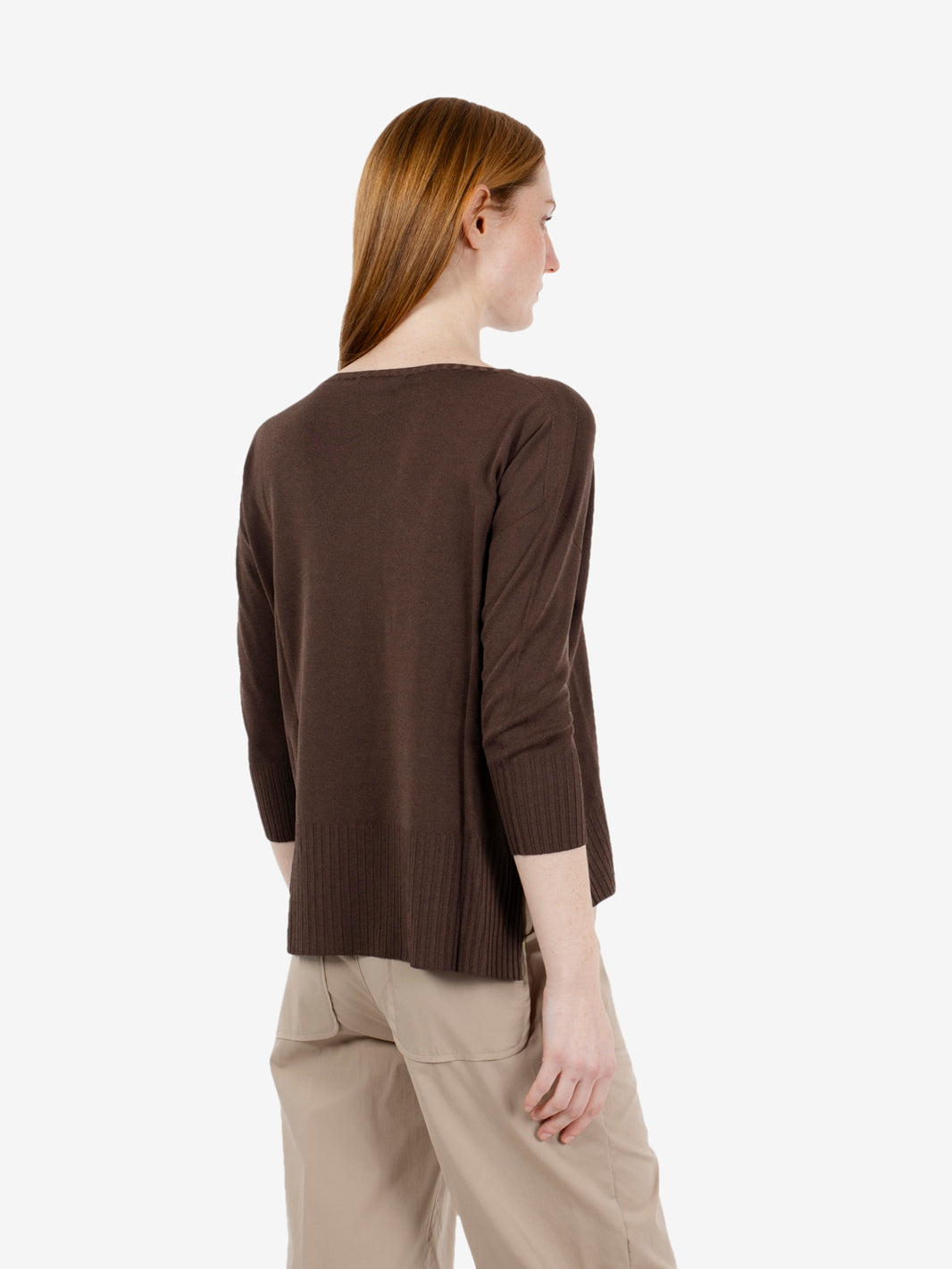Maglione a 3/4 in misto viscosa moro