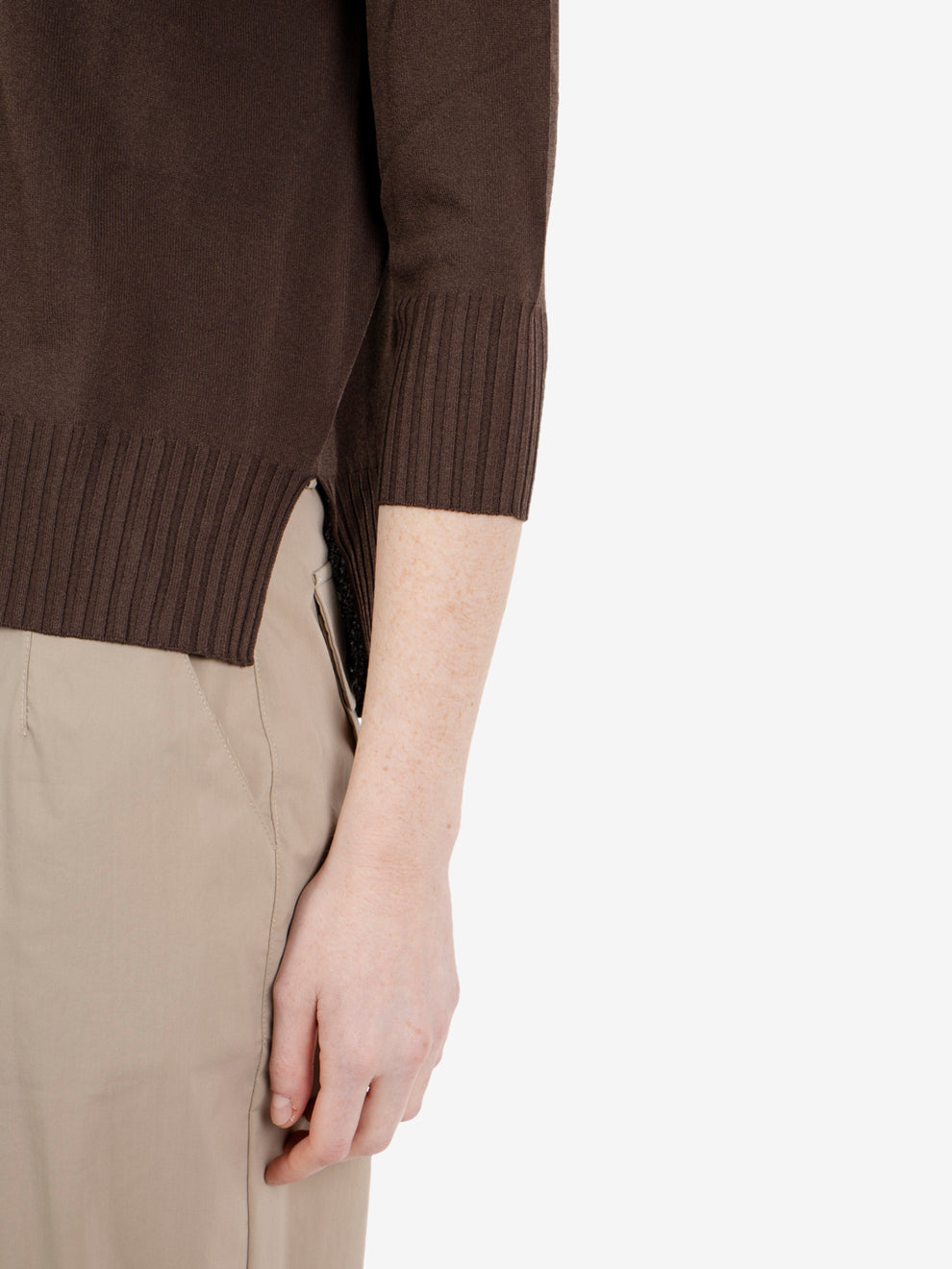 Maglione a 3/4 in misto viscosa moro