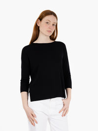 Black Viscose 3/4 Sweater