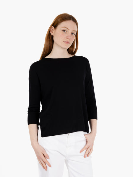 Maglione a 3/4 in viscosa nero