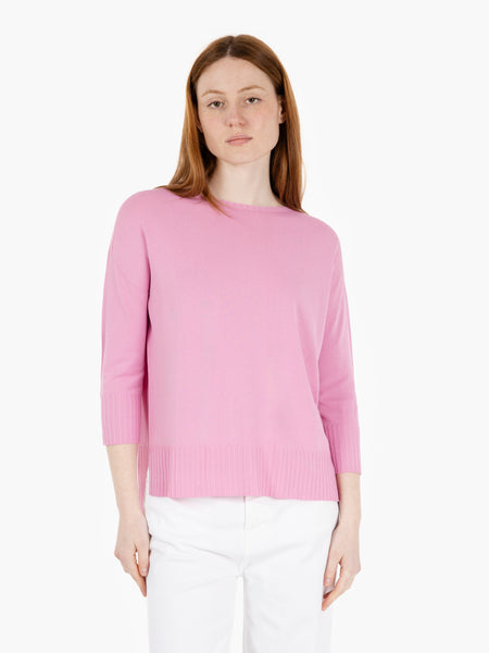 Maglione a 3/4 in viscosa rosa intenso