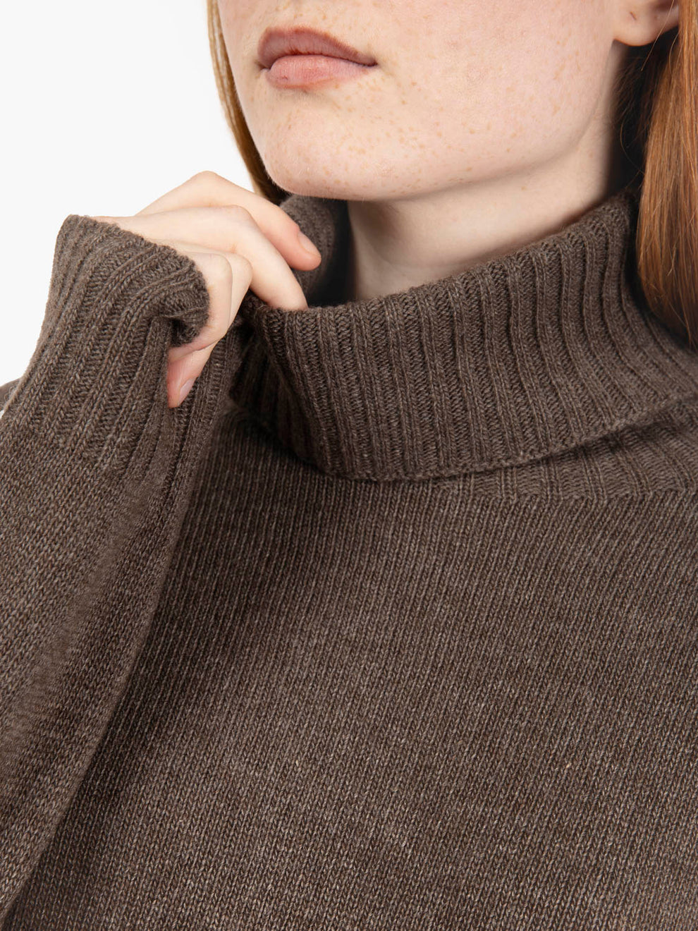 Brown turtleneck sweater