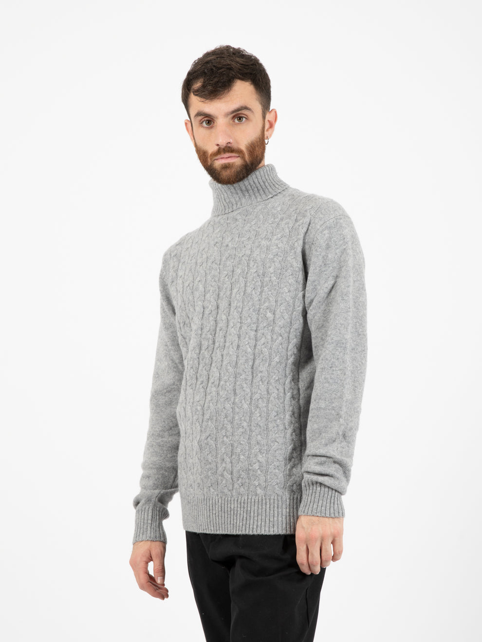 Ice cable knit turtleneck sweater