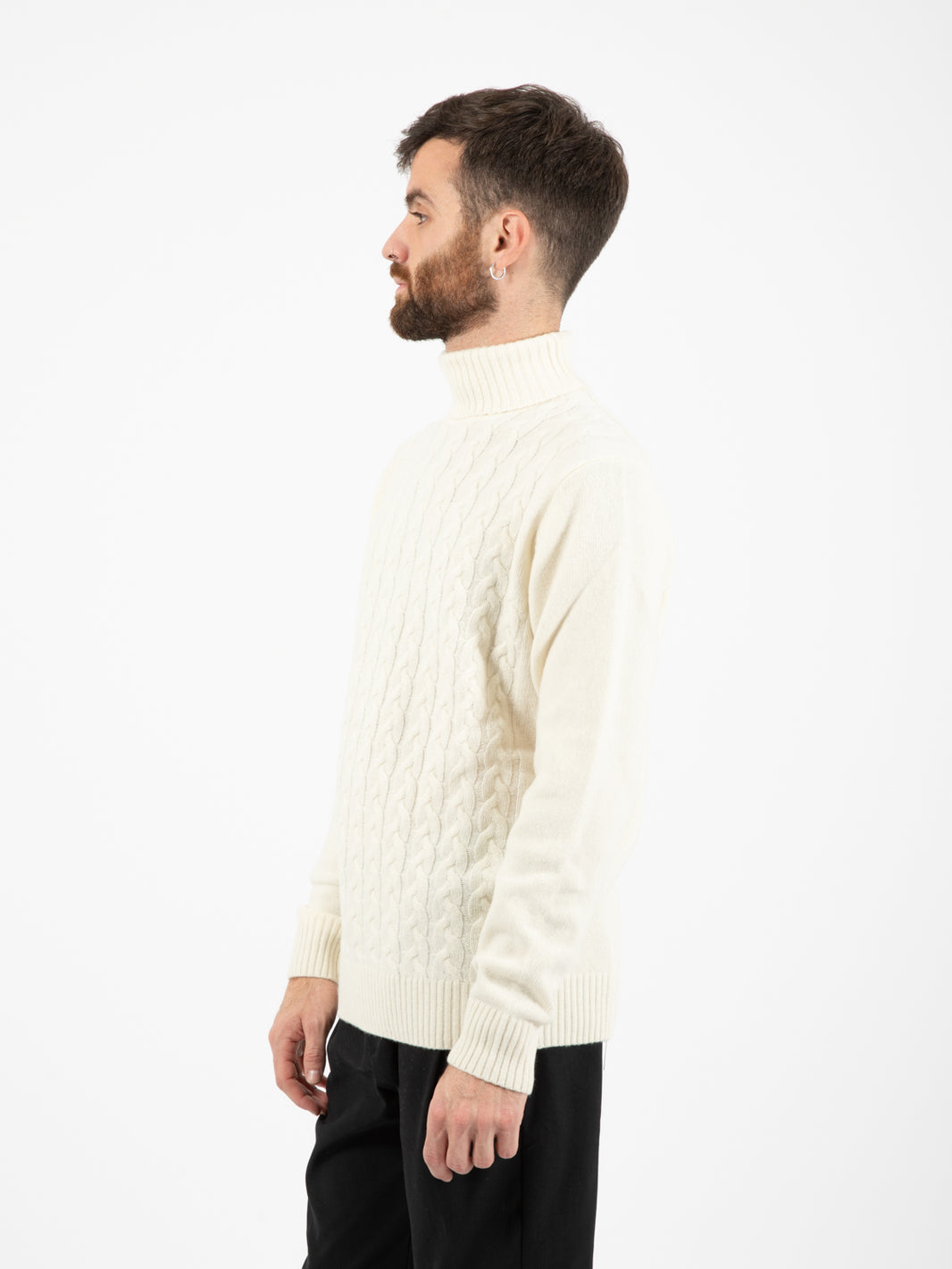 Cream Cable Knit Turtleneck Sweater