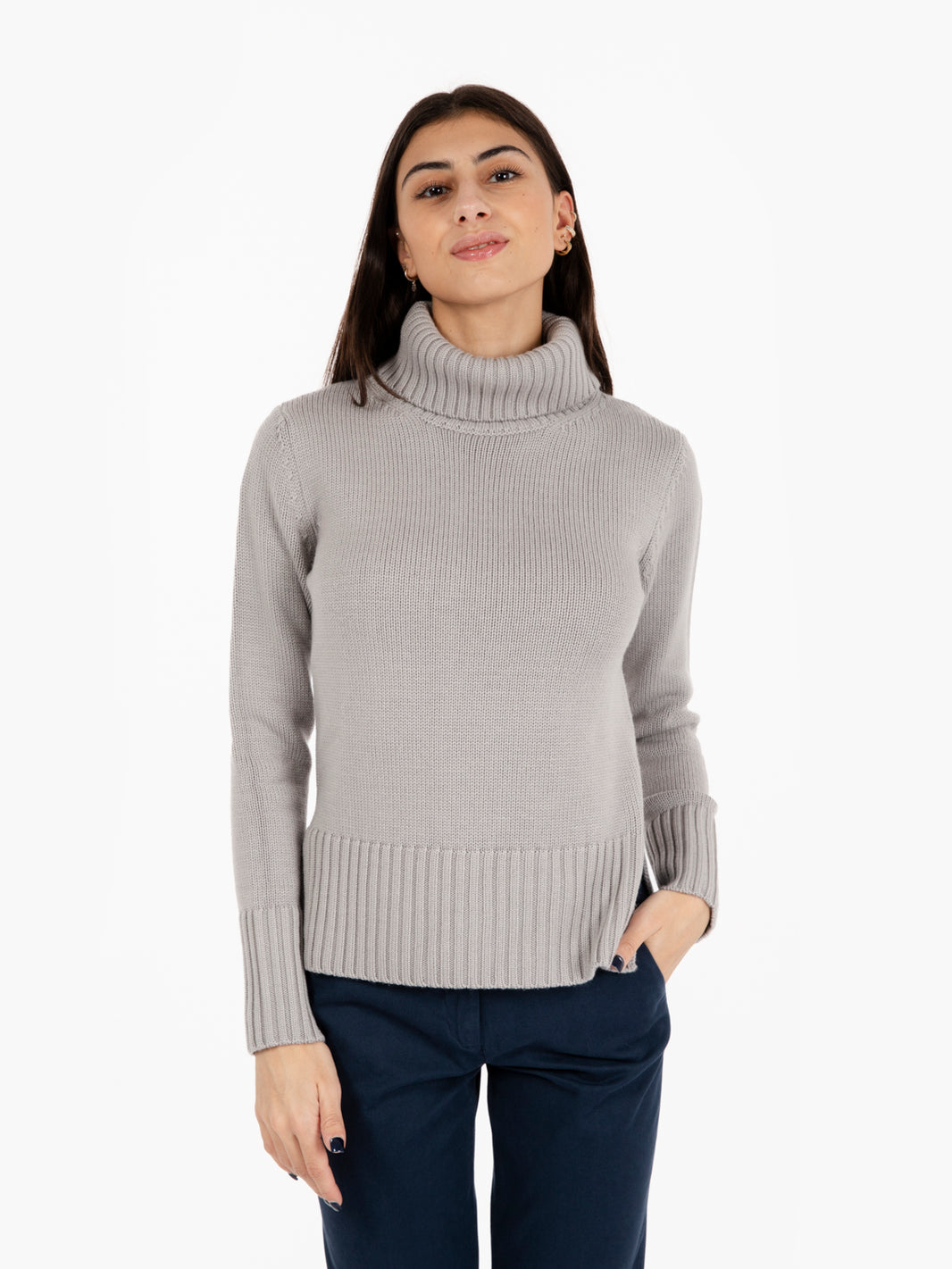 Pearl grey turtleneck sweater