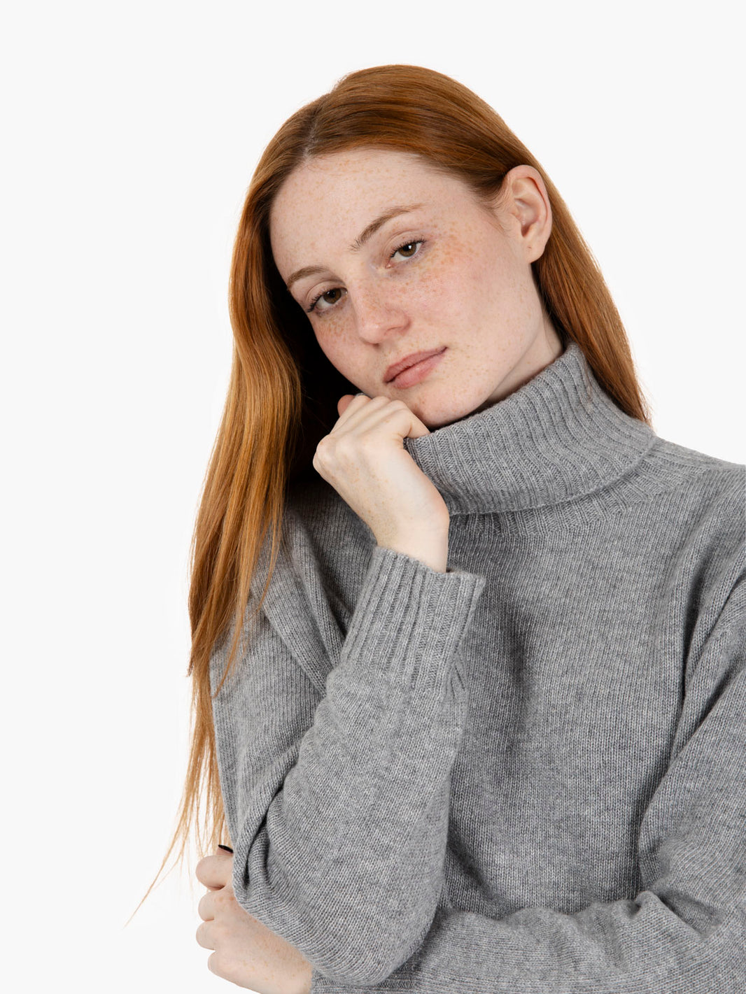 Grey turtleneck sweater