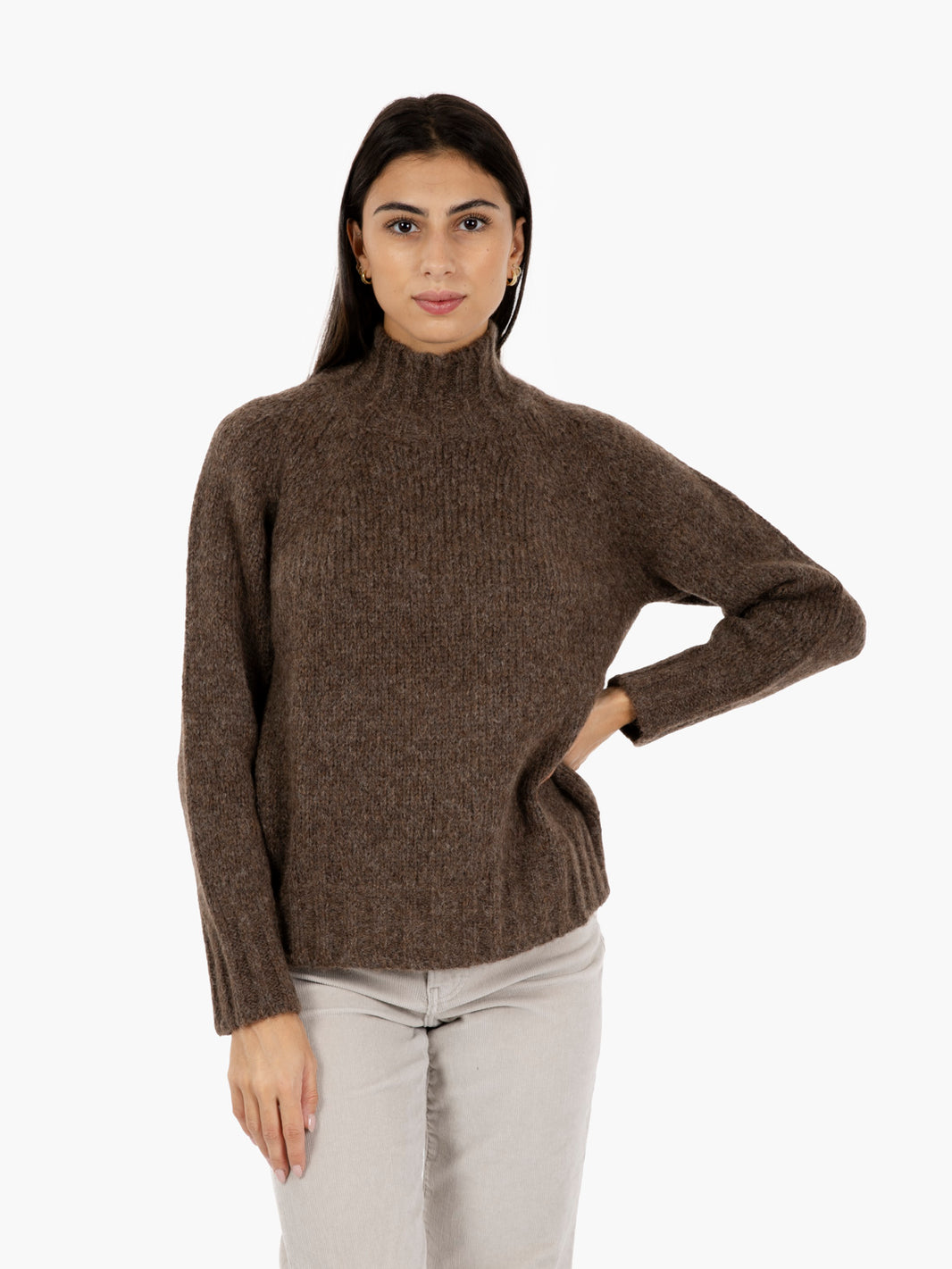 Brown turtleneck sweater
