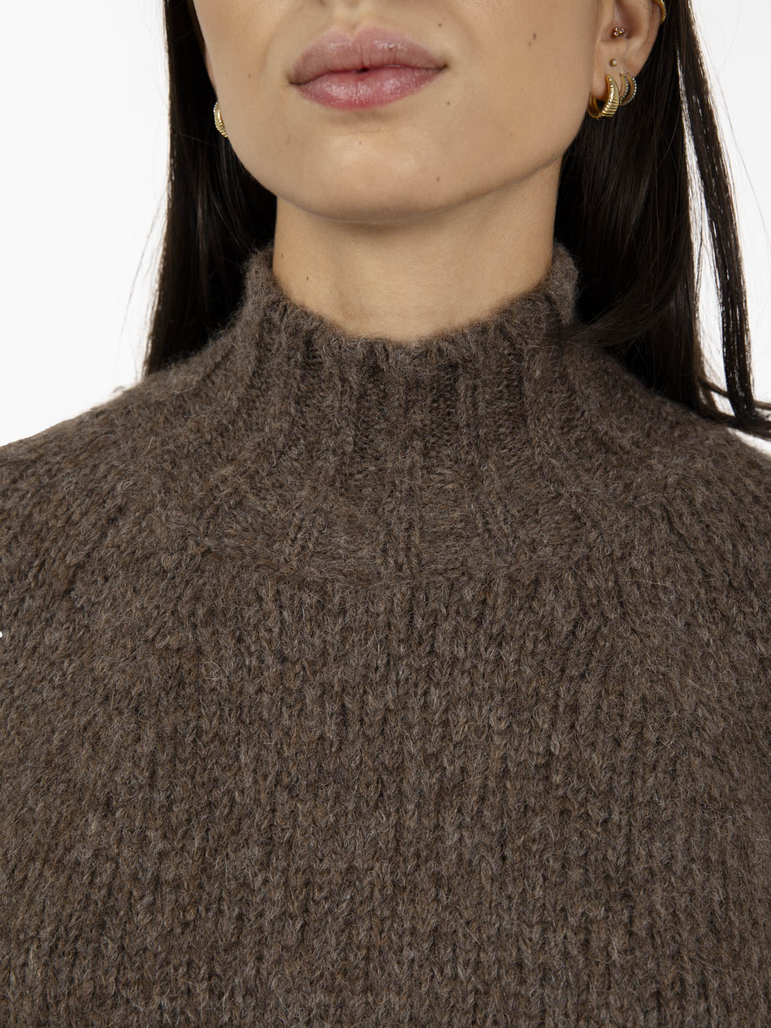 Brown turtleneck sweater