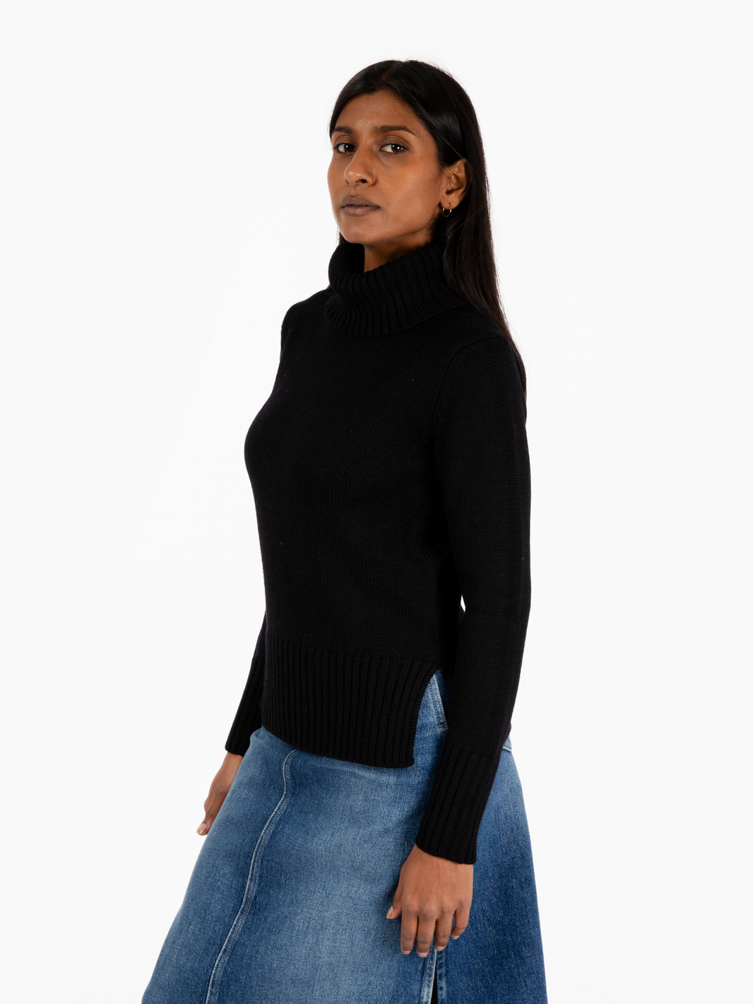 Black turtleneck sweater