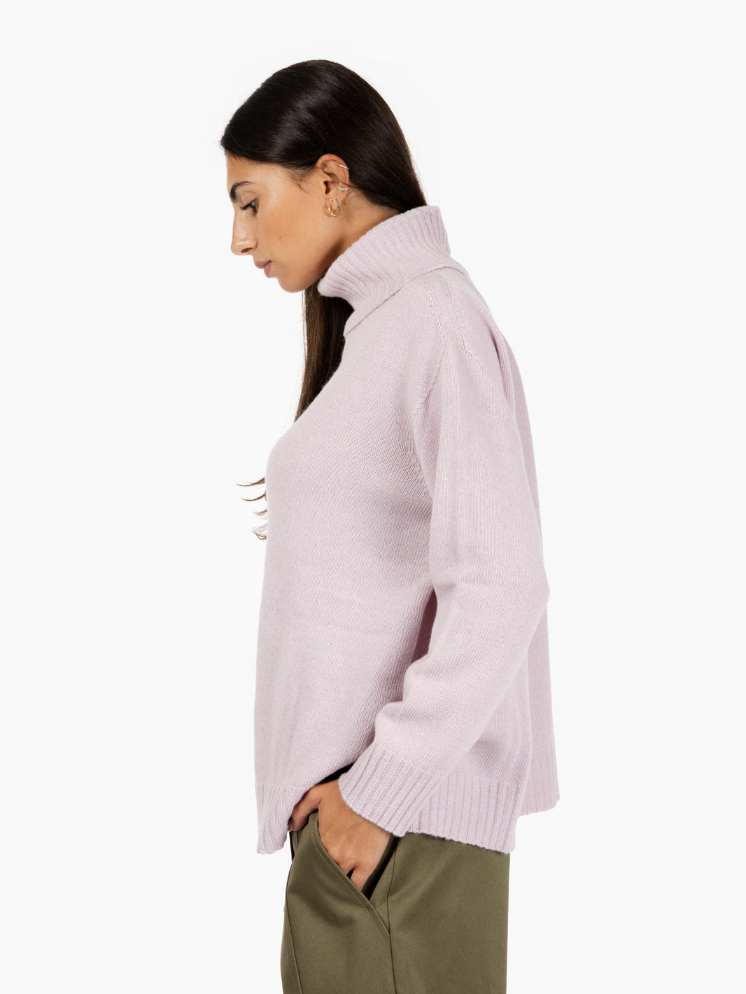 Pink turtleneck sweater