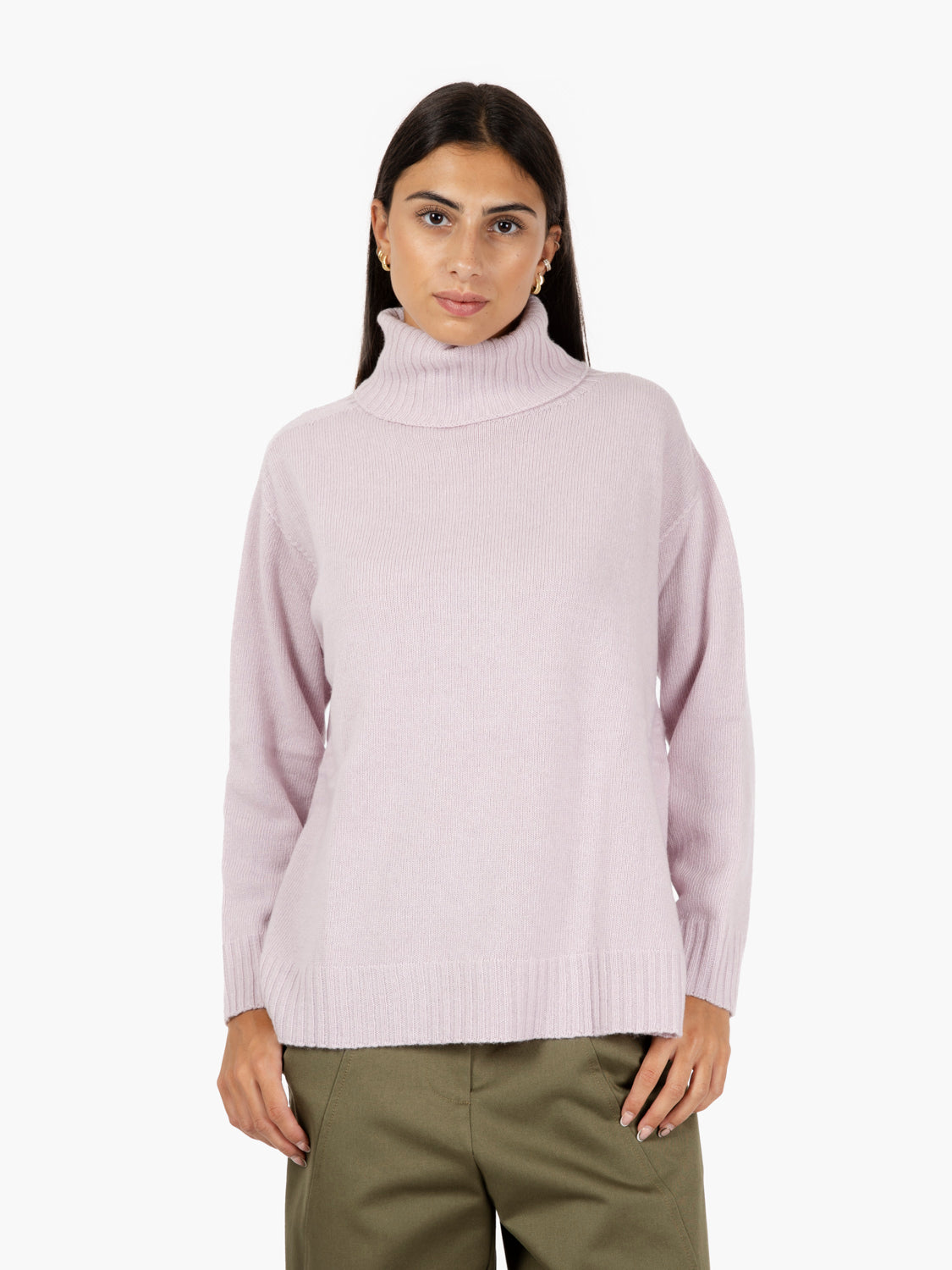 Pink turtleneck sweater