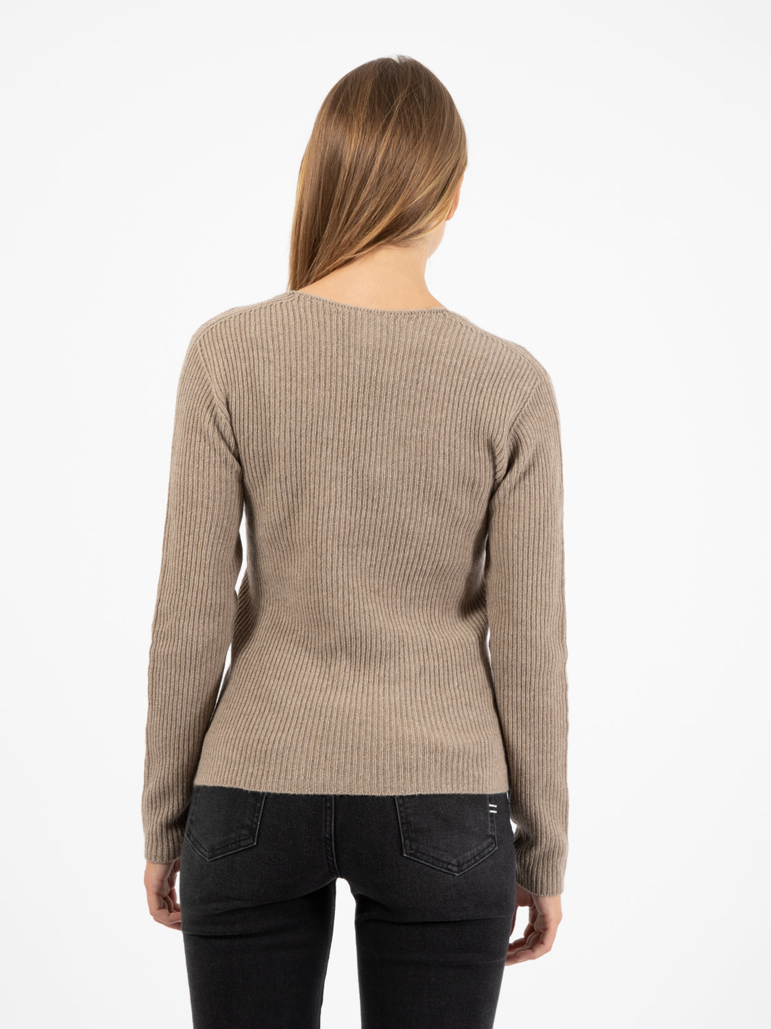 Beaver V-Neck Ribbed Sweater