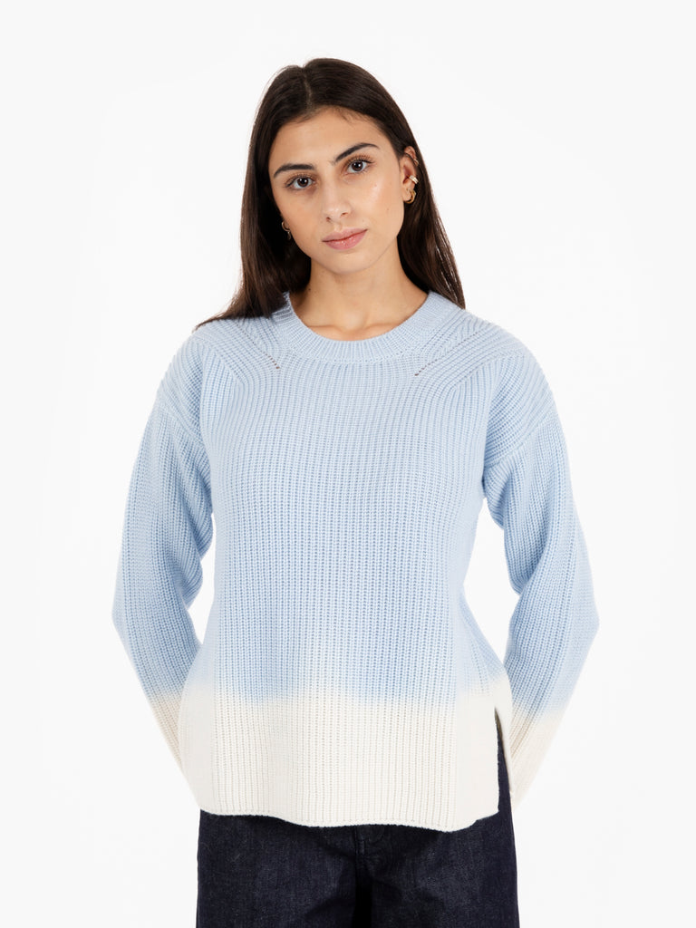 STIMM - Maglione a coste degrade azzurro / bianco