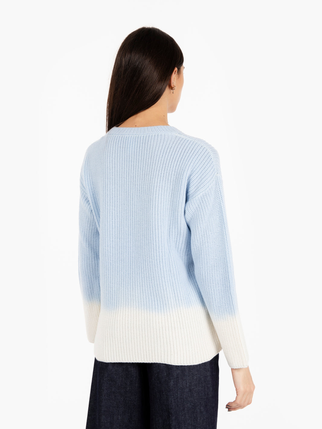 Degrade ribbed sweater light blue / white