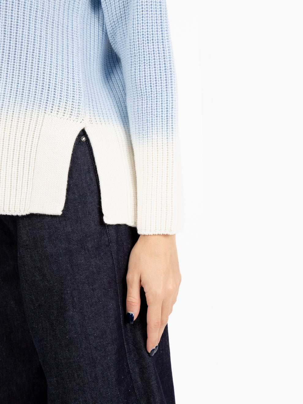 Degrade ribbed sweater light blue / white