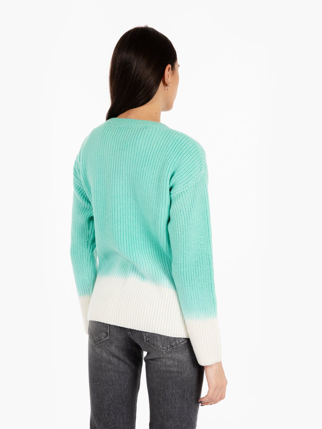 Green/white degrade ribbed sweater