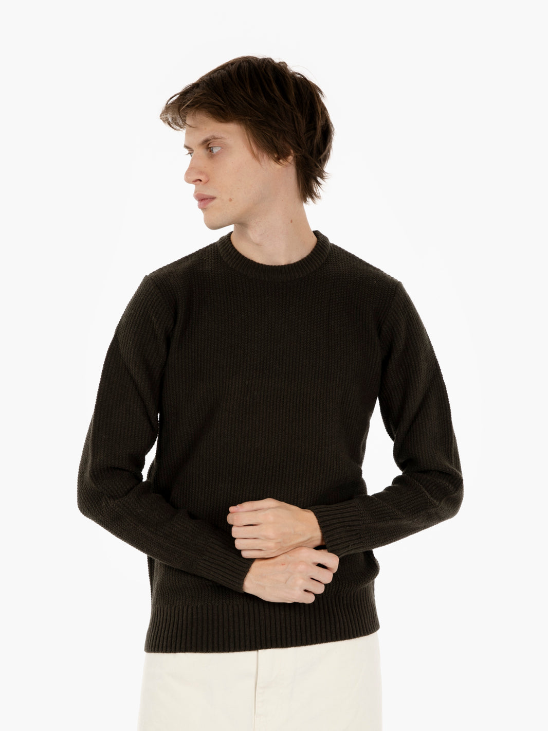 FOREST 4310225_327 ENGLISH RIB CREW NECK SWEATER