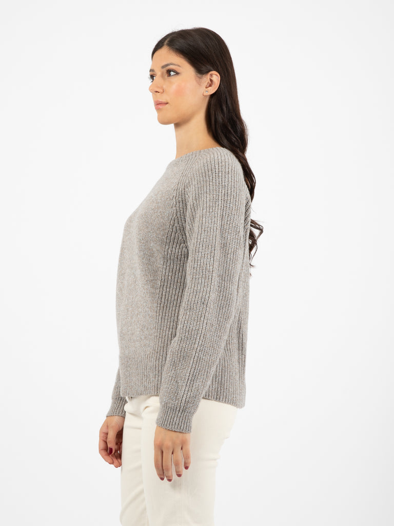 STIMM - Maglione a coste grigio / beige