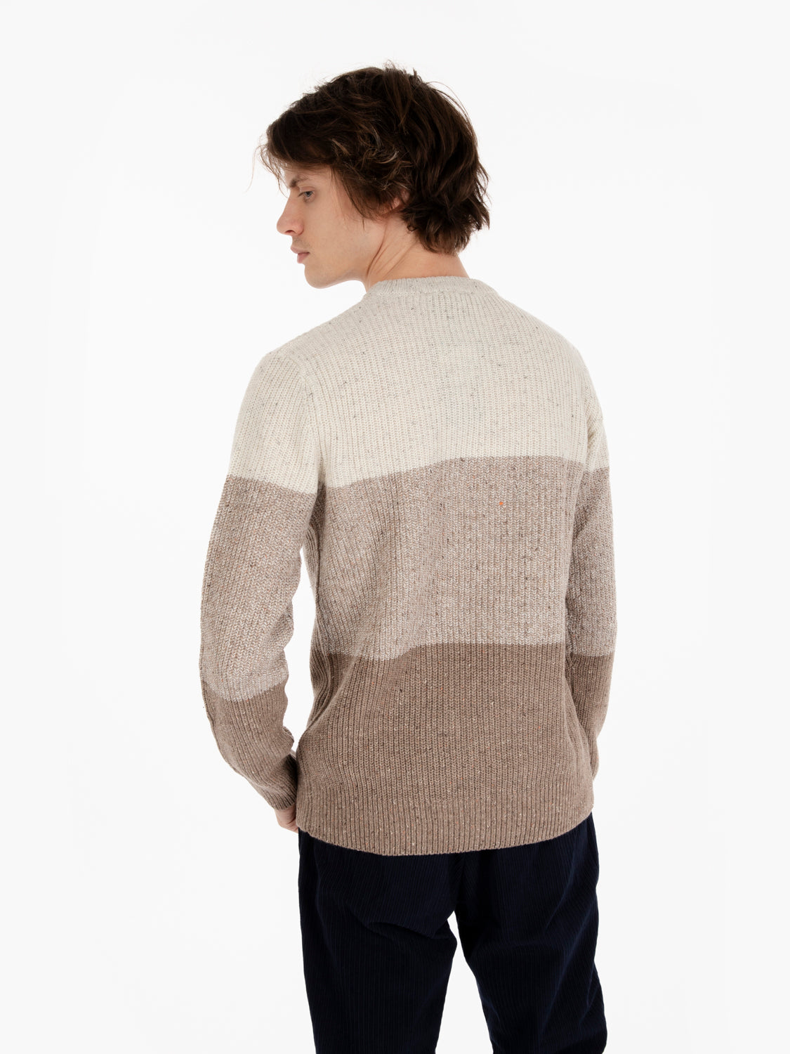 Maglione a coste melange in misto lana corda