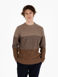 Brown melange wool blend ribbed sweater