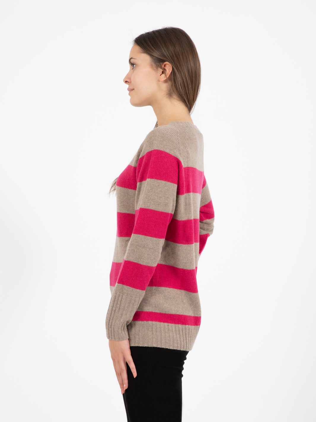 Fuchsia/camel striped sweater