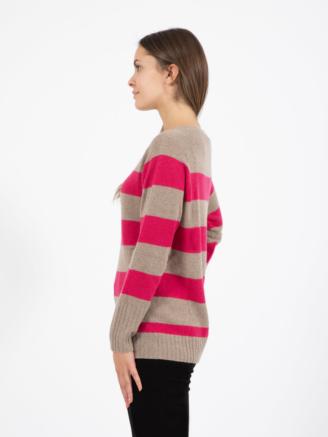 Fuchsia/camel striped sweater