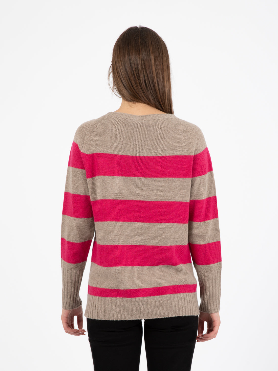 Fuchsia/camel striped sweater