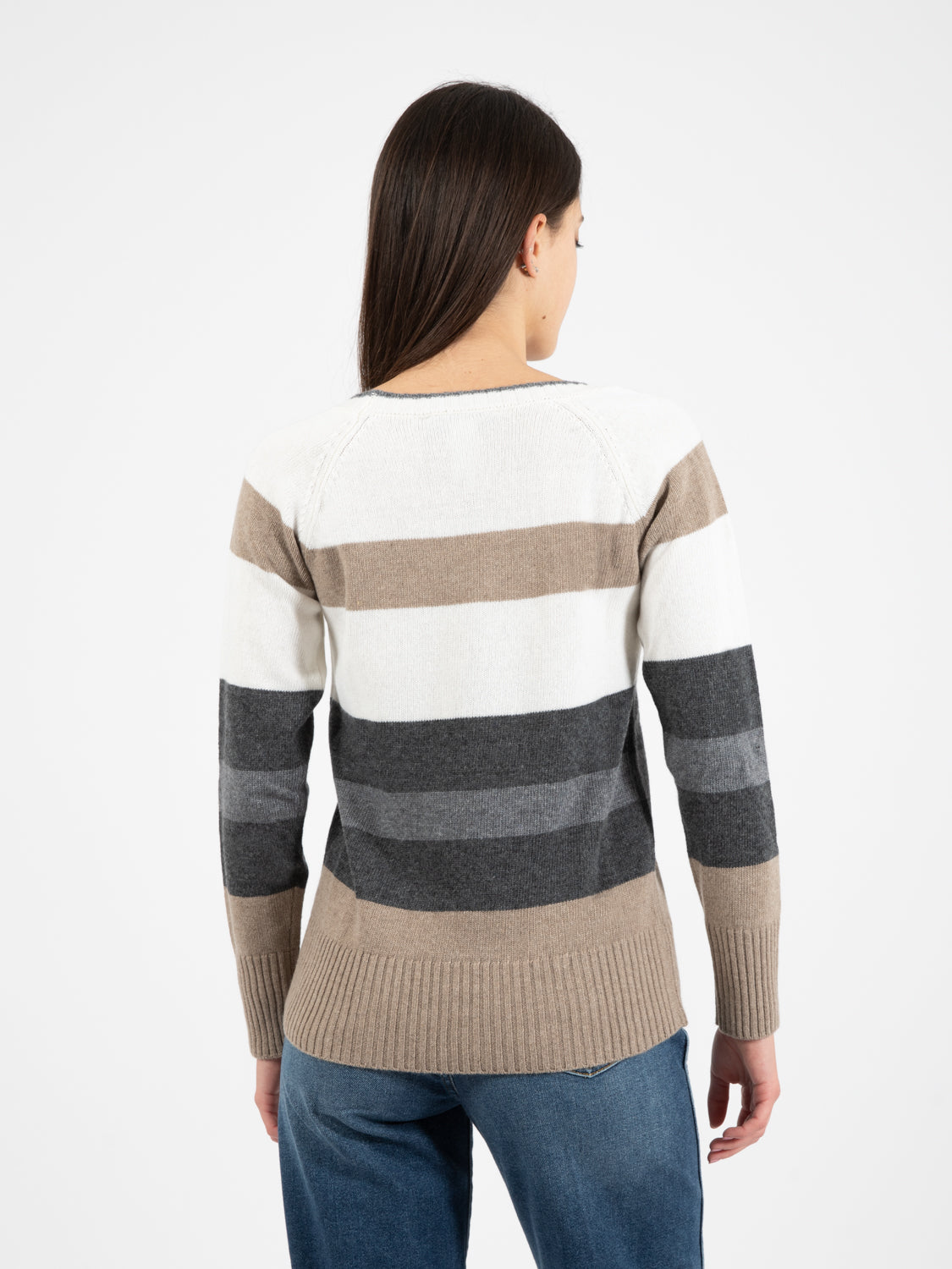 Cream / grey / dove grey striped sweater