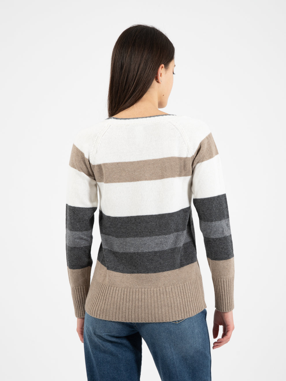 Cream / grey / dove grey striped sweater