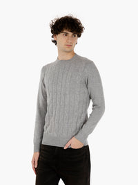 Cable-knit sweater in wool and cashmere felt