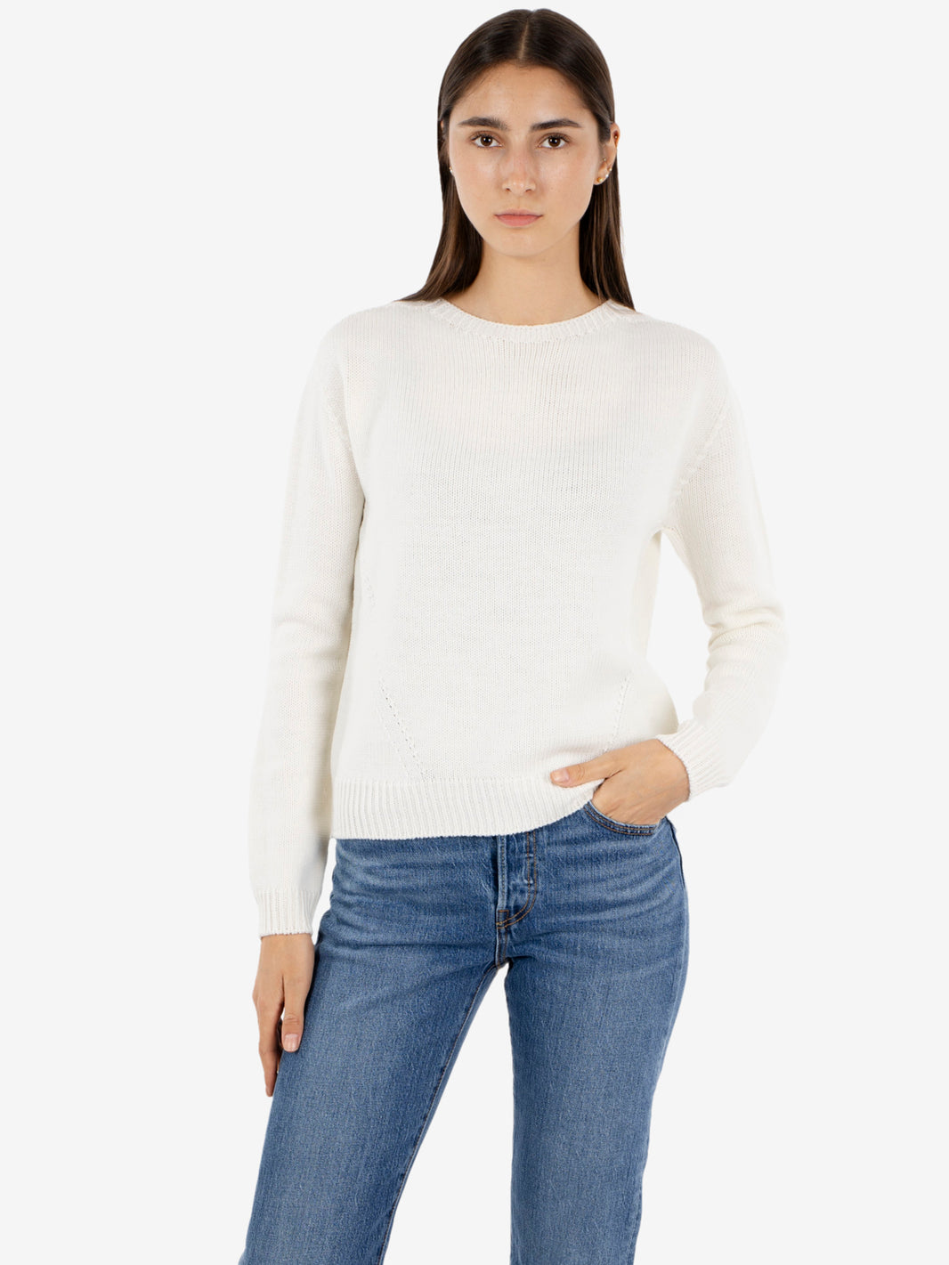 ECRU ROUND NECK SWEATER CAMP 426820_020