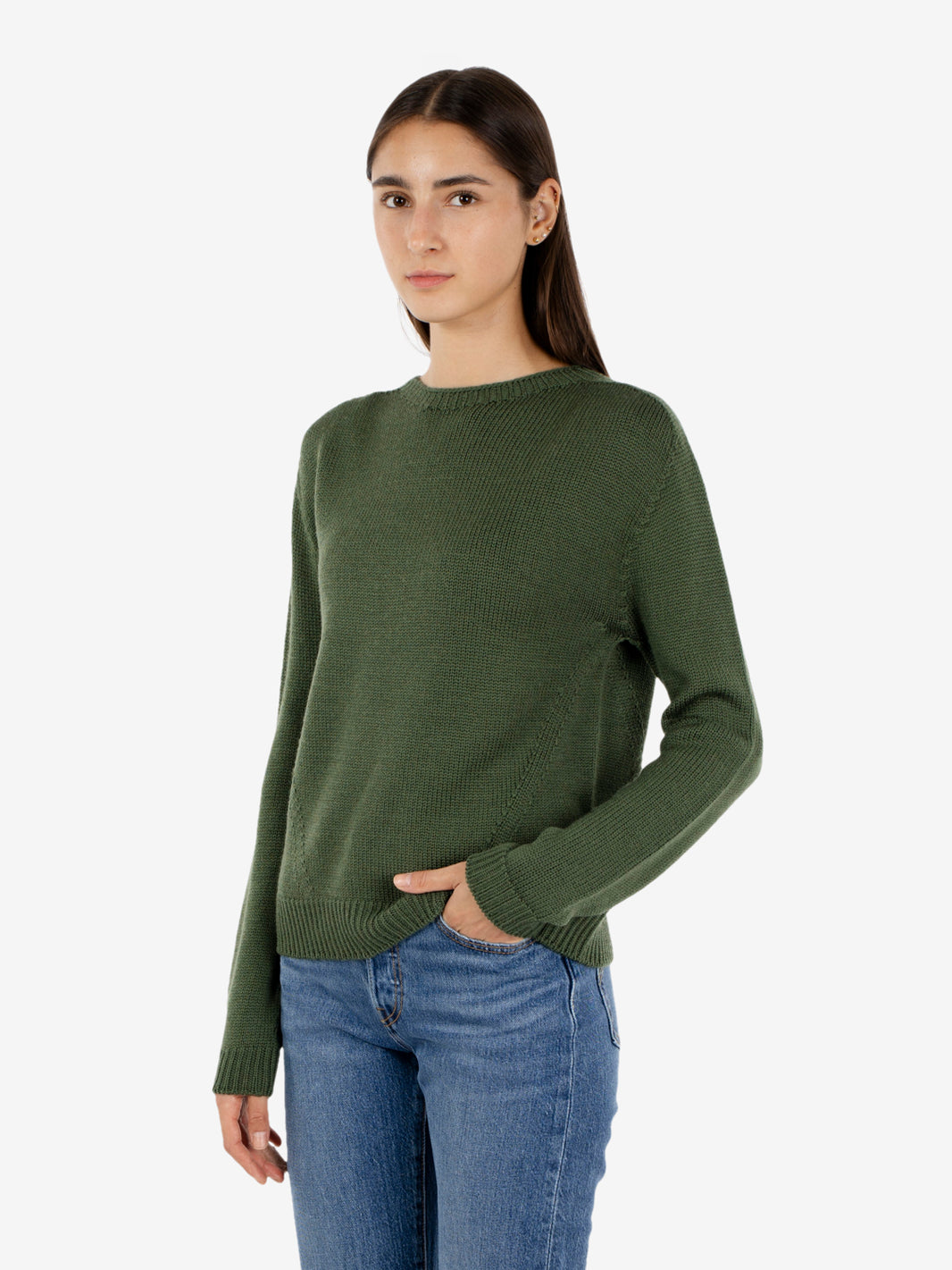 MILITARY GREEN CREW NECK SWEATER 426820_510