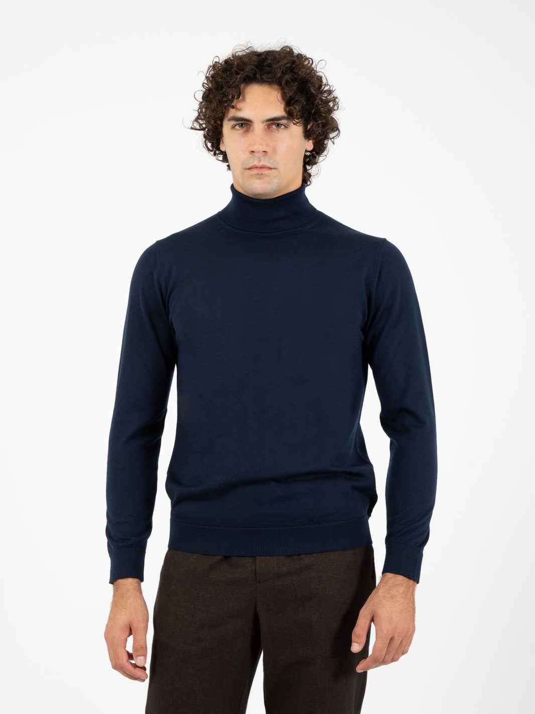 Navy Yarn Dyed Wool Cycling Sweater