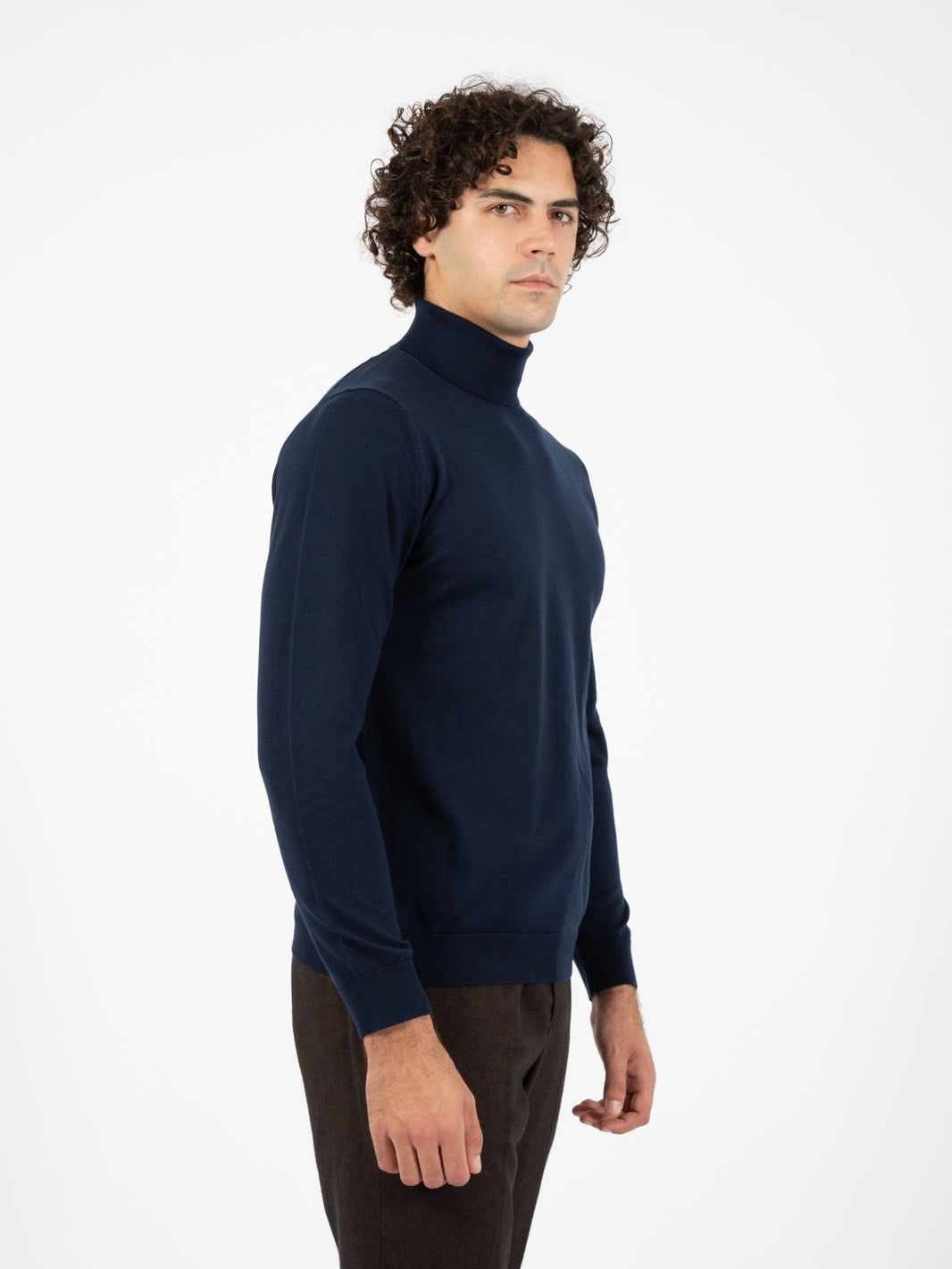 Navy Yarn Dyed Wool Cycling Sweater