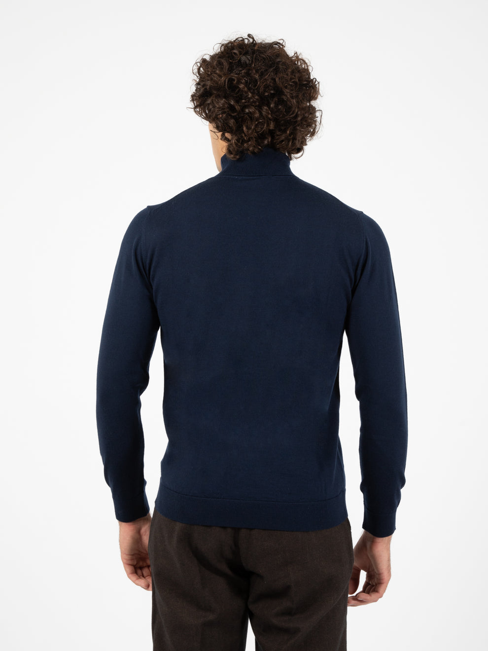 Maglione ciclista in lana tinto filo navy