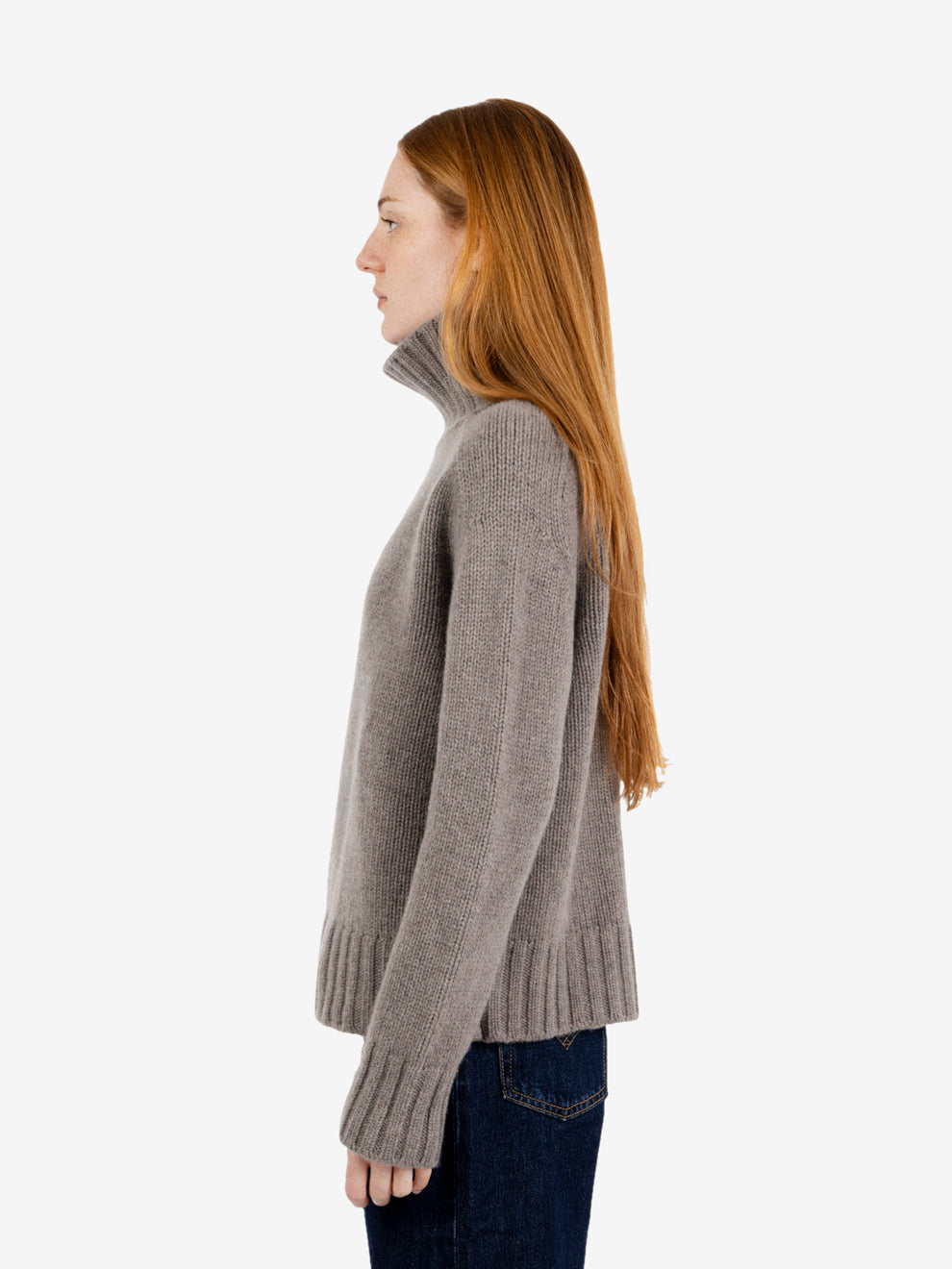 Maglione collo alto cashmere castoro