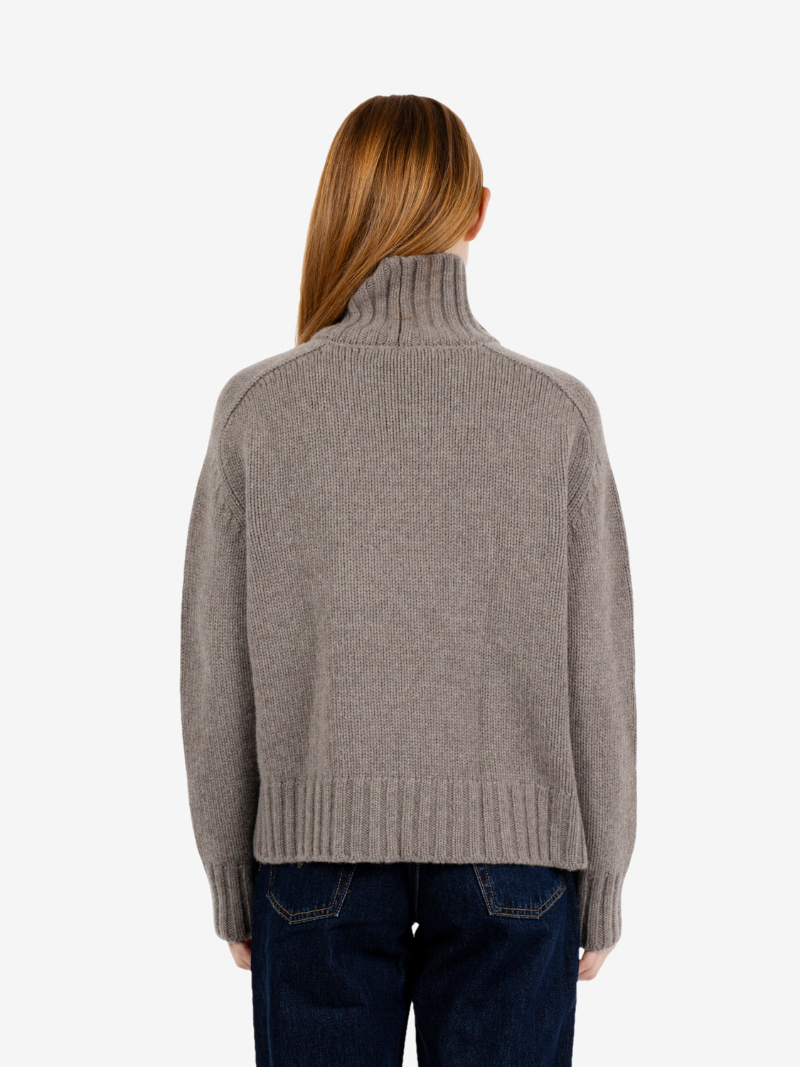 Maglione collo alto cashmere castoro