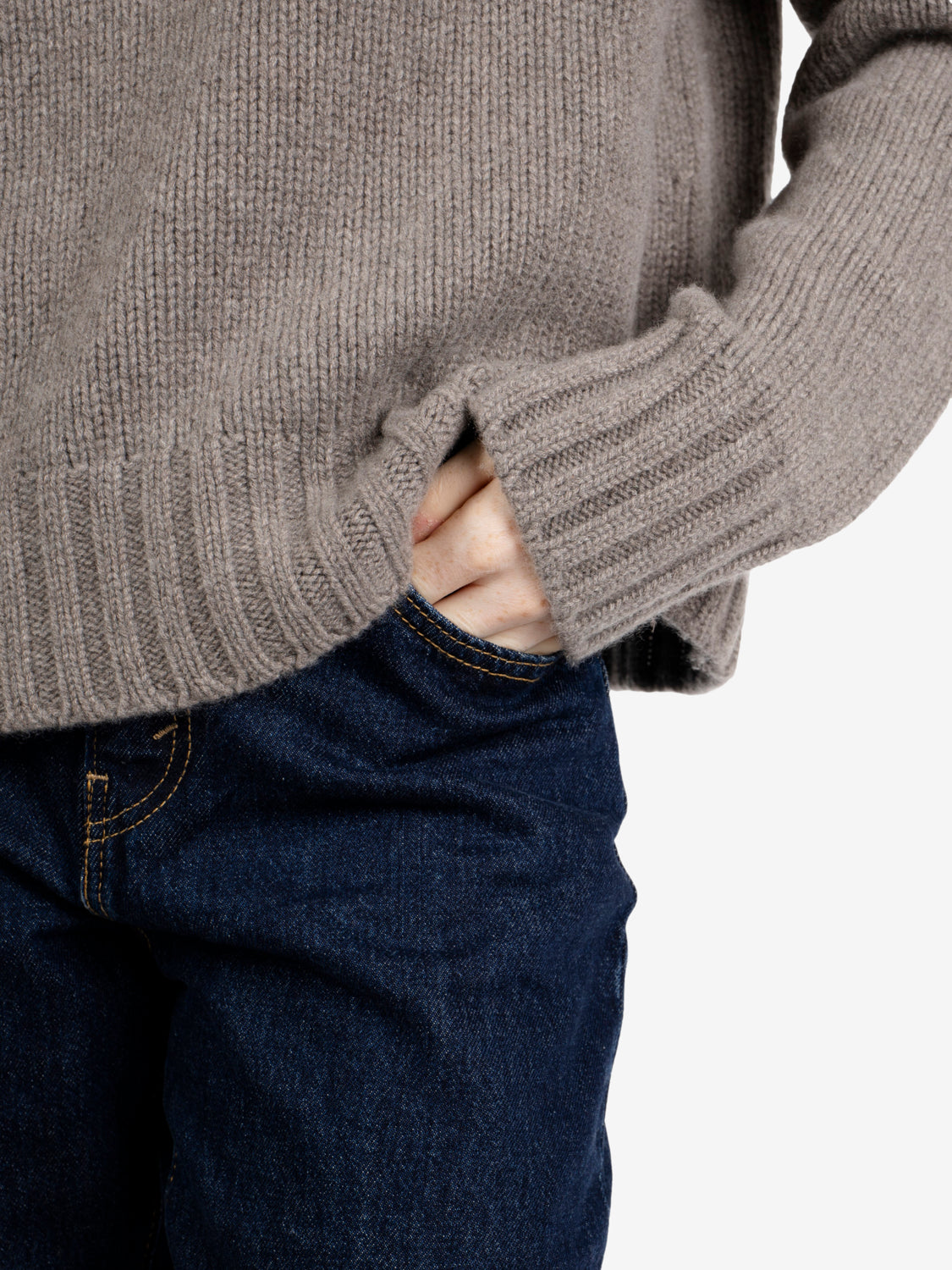 Maglione collo alto cashmere castoro