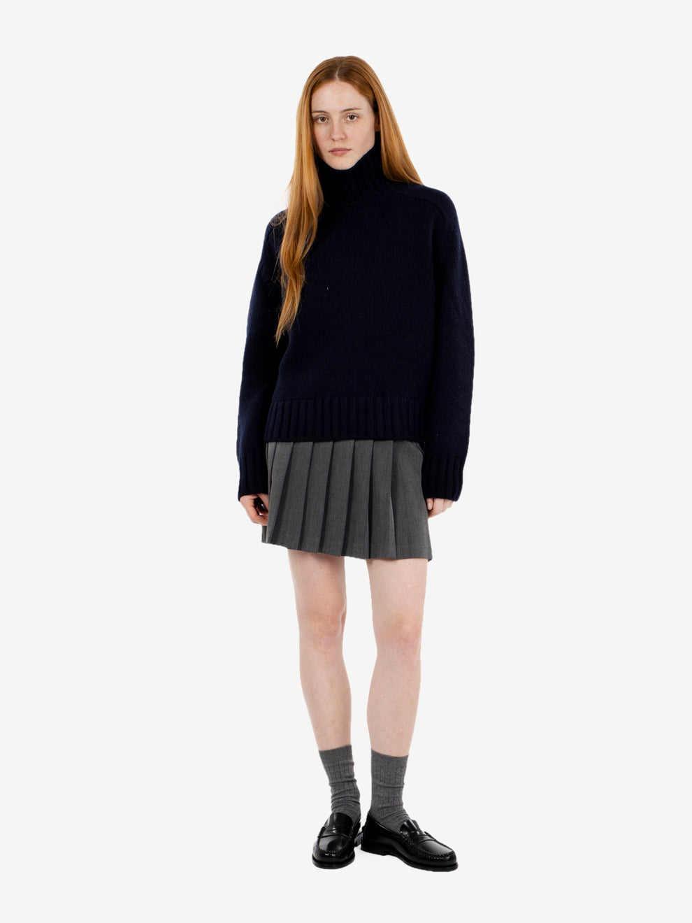 Maglione collo alto cashmere notte