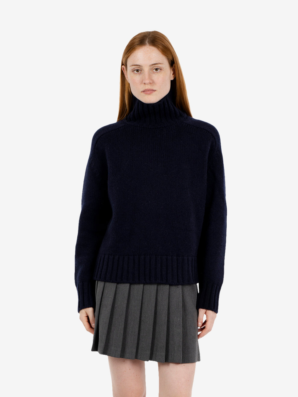 Maglione collo alto cashmere notte