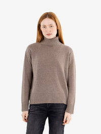 Maglione collo alto castagna