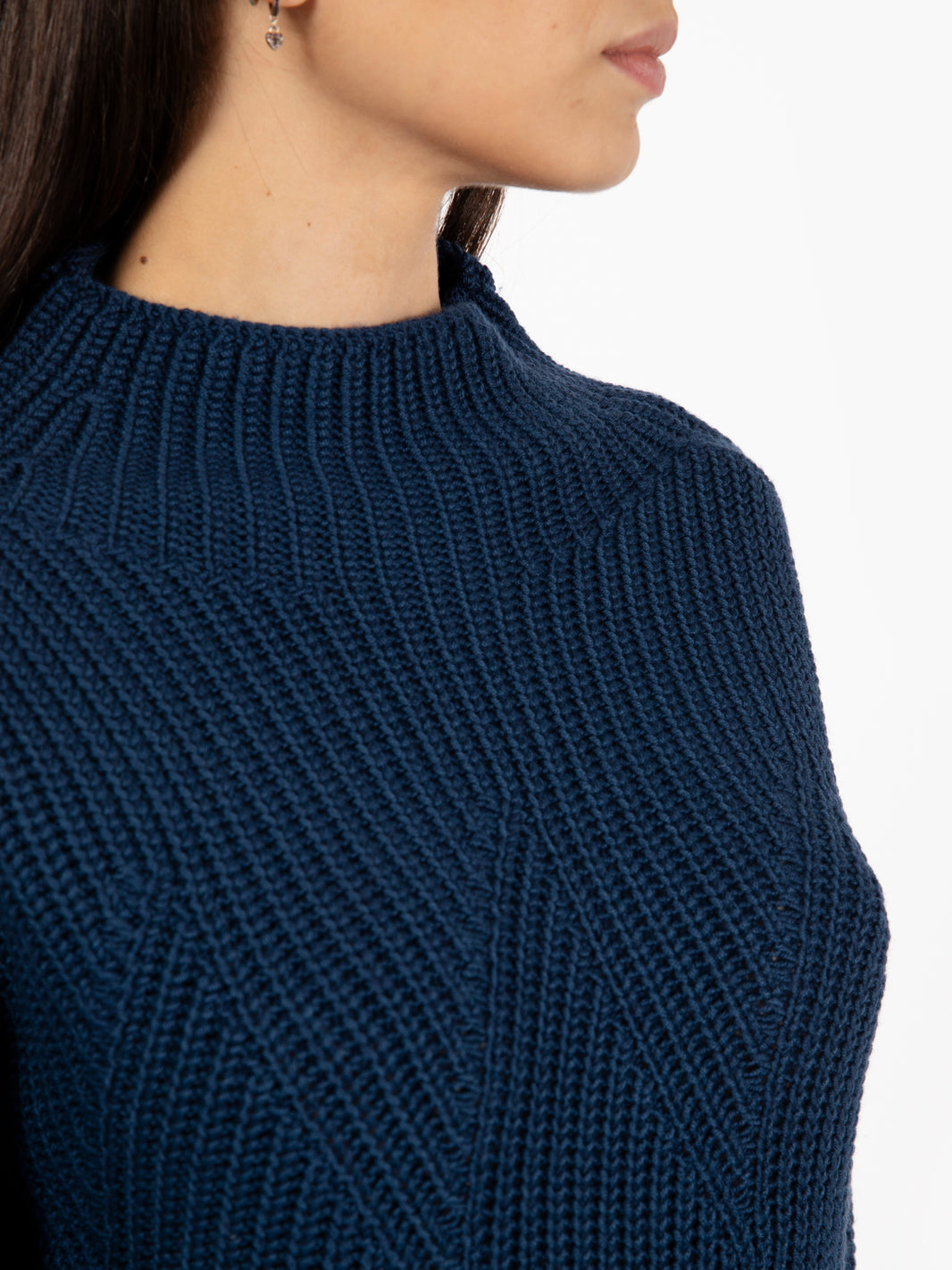 Navy Blue Knitted Turtleneck Sweater