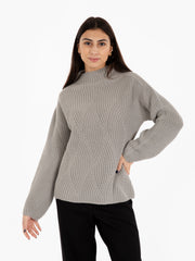 STIMM - Maglione collo alto operato grigio