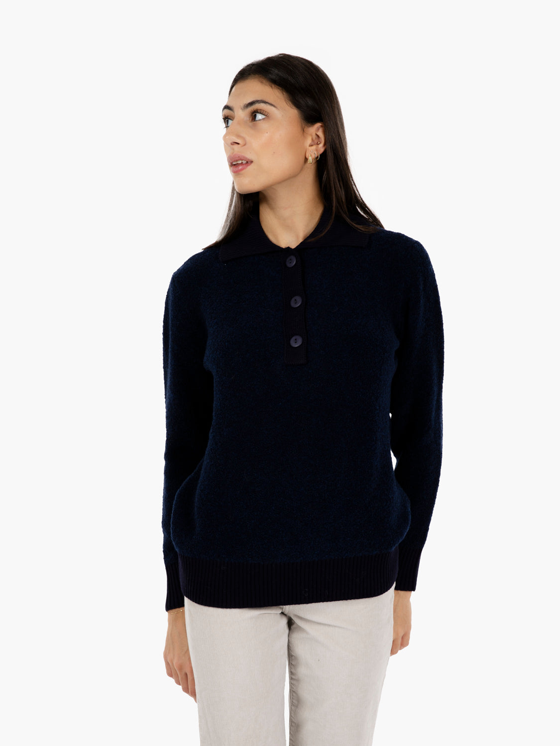 Blue polo neck sweater